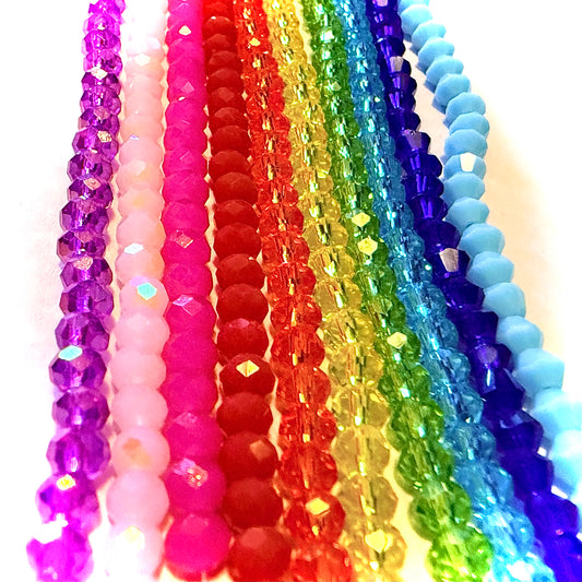 Mystery Grab bag - 20 strands glass rondelle or bicone beads